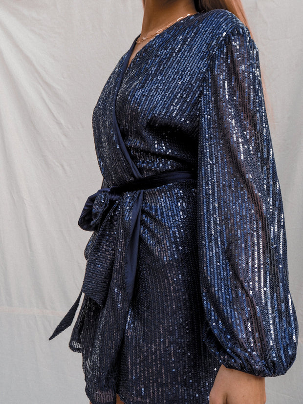 Navy Sequin Wrap Dress | Dani Navy ...